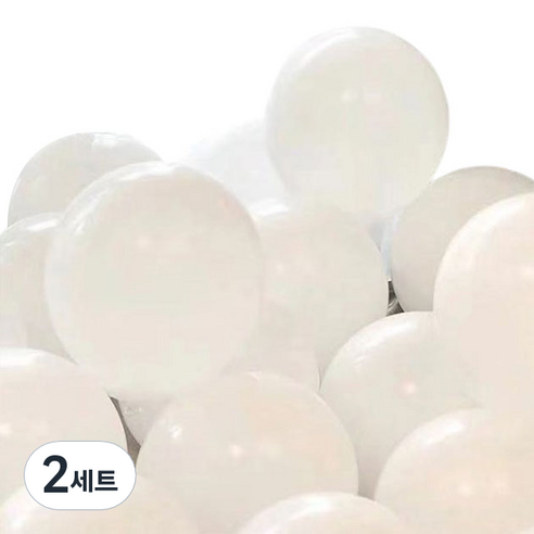 뷰라뷰 파티풍선 50p + 공기펌프 + 10m 리본 세트, 21 화이트(랜덤발송), 2세트