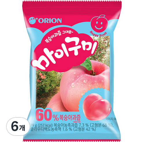 오리온 마이구미 복숭아 1개입, 79g, 6개
