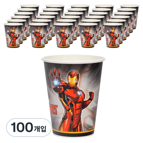 마블 어벤져스 아이언맨 오리지널 종이 파티컵 290ml, 100개입