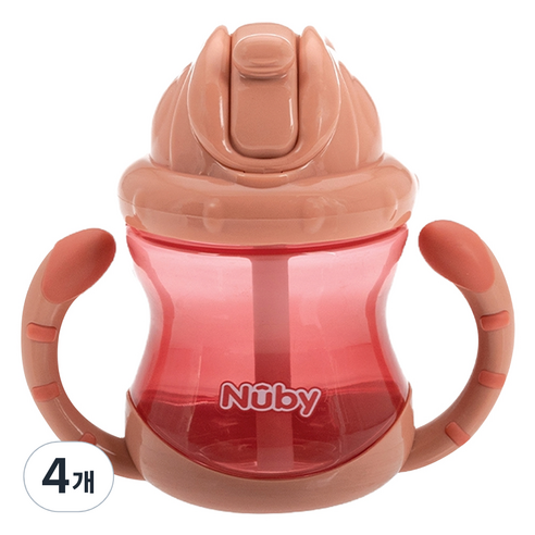 누비 유아용 무당벌레 빨대컵 240ml, 뉴트럴핑크, 4개