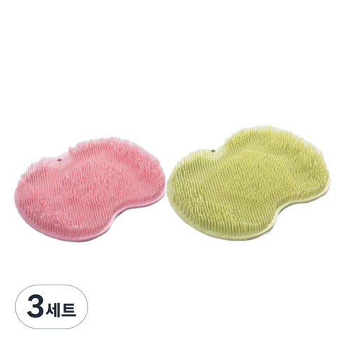 풋 브러쉬 2종 세트, 핑크, 그린, 3세트