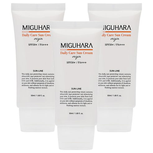 미구하라 데일리 케어 선크림 오리진 SPF50+ PA+++, 50ml, 3개