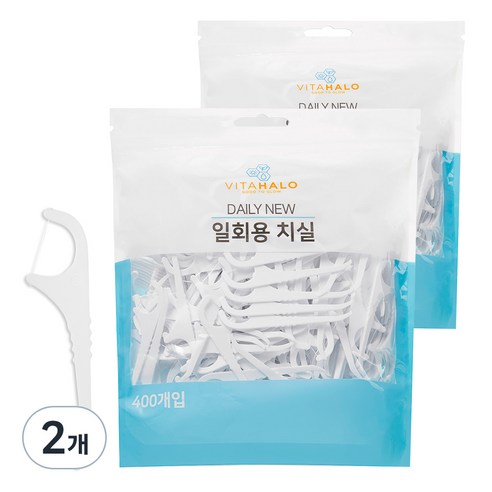 비타할로 데일리뉴 국내 생산 일회용 치실, 400개입, 2개