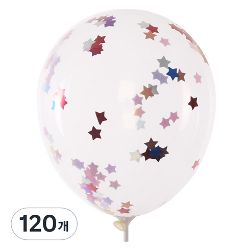 컨페티풍선 30cm, 별 레인보우, 120개