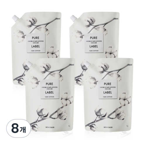 퓨어라벨 초고농축 섬유유연제 프레쉬코튼, 8개, 1L