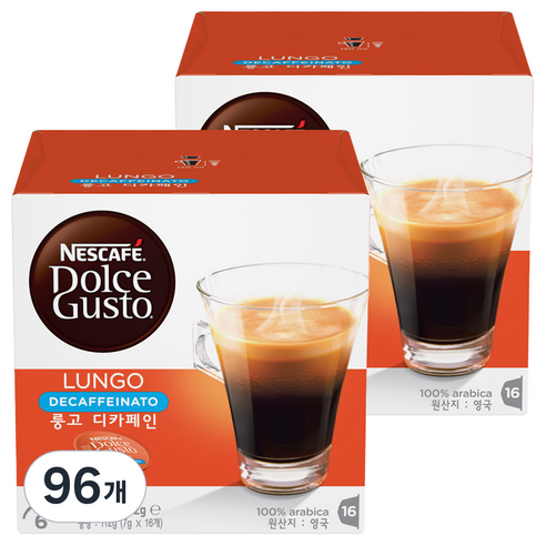 네스카페 돌체구스토 룽고 디카페인 캡슐커피, 7g, 16개입, 6개