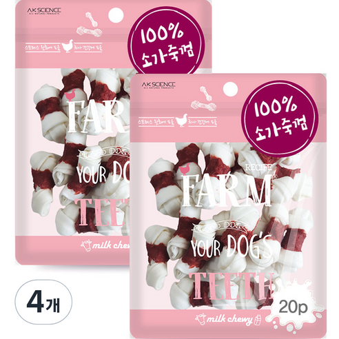 팜레시피 반려견 말이 츄잉껌 12g x 20p, 4개, 소고기