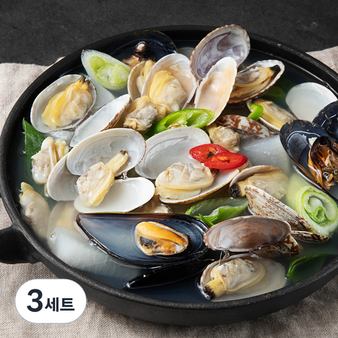 바다자리 생물 바지락탕용 씨키트 2~3인분 500g, 3세트