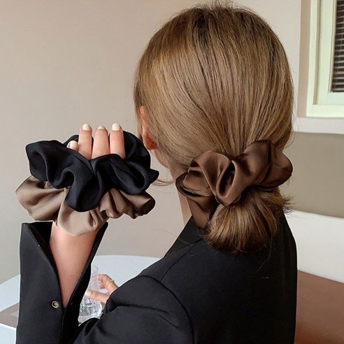 두발로 클래식 새틴 곱창 머리끈 스크런치 세트: 고품질의 여성용 머리끈
