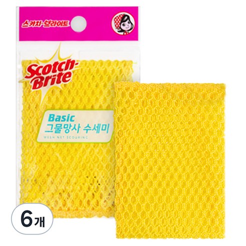 스카치브라이트 베이직 그물망사 수세미, 1개입, 6개