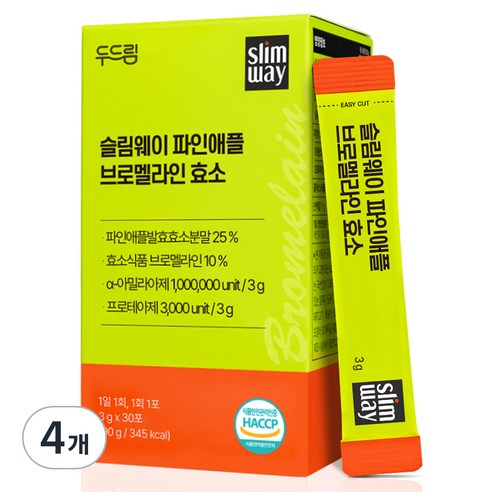 슬림웨이 두드림 파인애플 브로멜라인 효소, 4개, 30회분