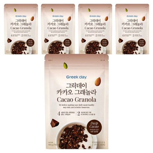 그릭데이 크런치 리얼카카오 그래놀라 시리얼, 150g, 5개