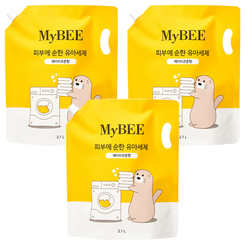 마이비 피부에 순한 유아세제 베이비코튼향 리필, 2100ml, 3개