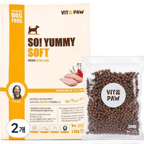 비타파우 전연령 강아지 쏘야미 소프트사료, 닭, 1.2kg, 2개