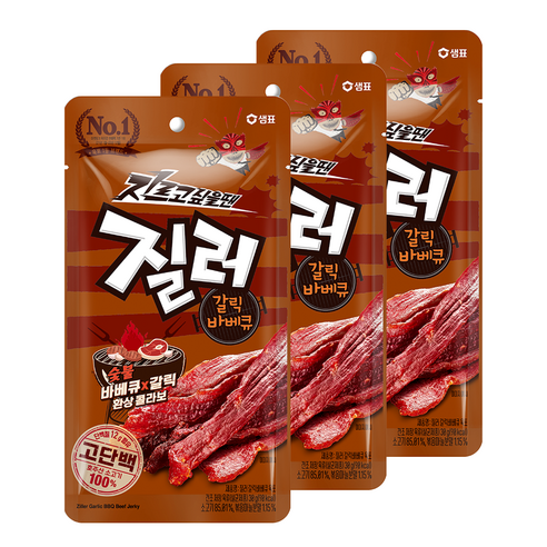 샘표 질러 갈릭바베큐 육포, 30g, 3개