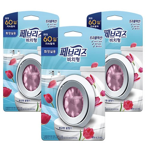 페브리즈 화장실용 비치형 방향제 본품 향긋한 꽃향기, 6.3ml, 3개