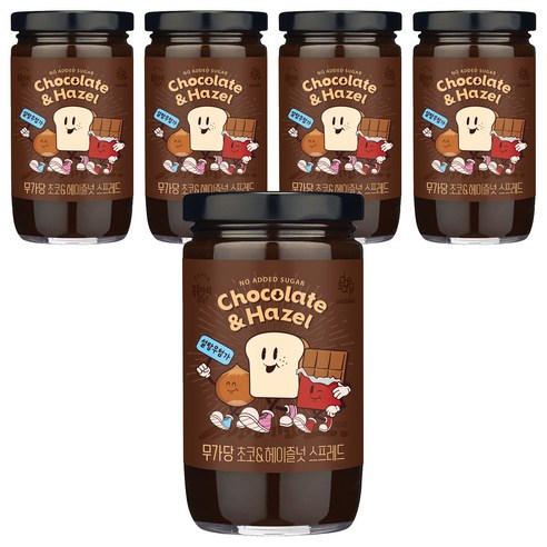 복음자리 무가당 초코&헤이즐넛 스프레드, 220g, 5개