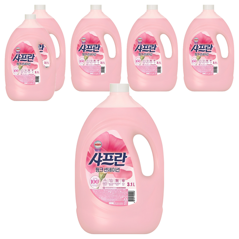 샤프란 핑크 센세이션 섬유유연제 로즈향 본품, 3.1L, 6개