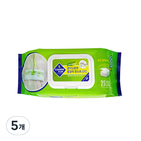 클리닝플랜 대형 물걸레 청소포 25매, 5개
