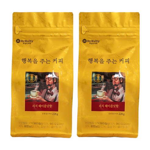 맥널티커피 리치 헤이즐넛향 분쇄 원두커피, 핸드드립, 226g, 0.226l, 2개