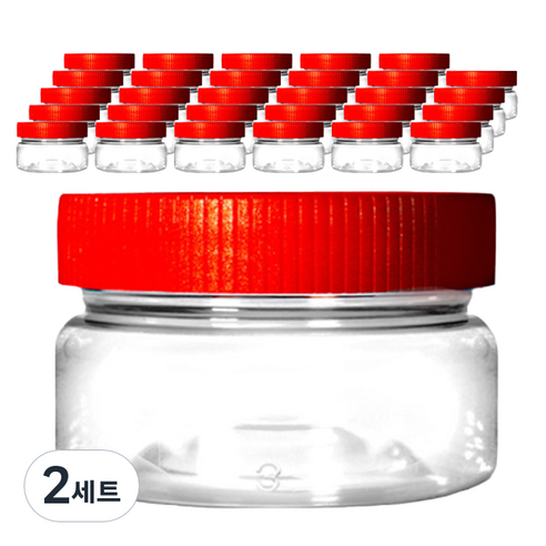광구 페트용기 + 적색캡 세트 100g, 2세트, 용기 30p + 캡 30p