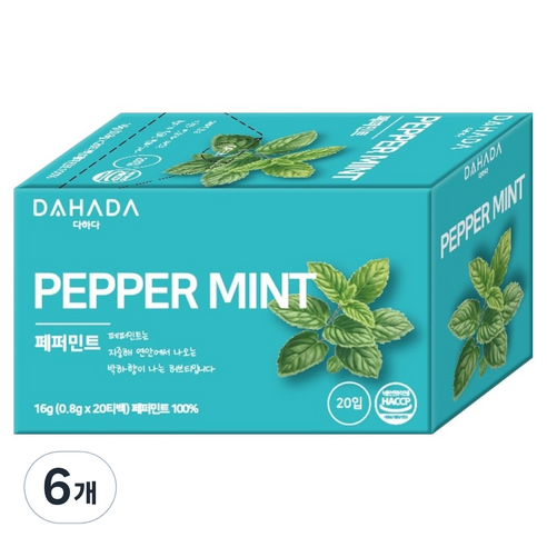 다하다 페퍼민트 차, 6개, 20개입, 0.8g
