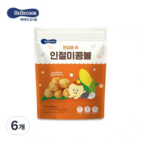 베베쿡 한입에 쏙 인절미 콩볼, 인절미맛, 25g, 6개