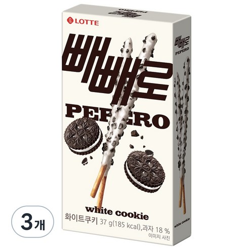 롯데웰푸드 화이트쿠키 빼빼로, 37g, 3개