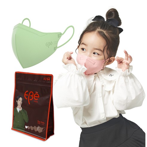 이비에 더세로 마스크 + 향균파우치 세트 어린이용 KF94, 30개입, 1개, 민트
