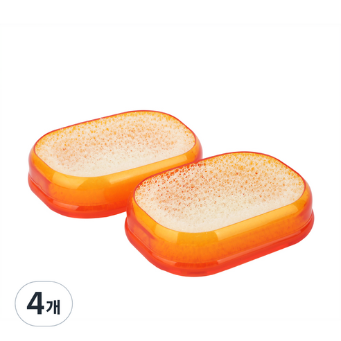 새드리 뽀송이 사각 비누받침, 오렌지, 4개