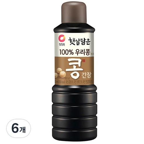 청정원 햇살담은 우리콩 간장, 500ml, 6개