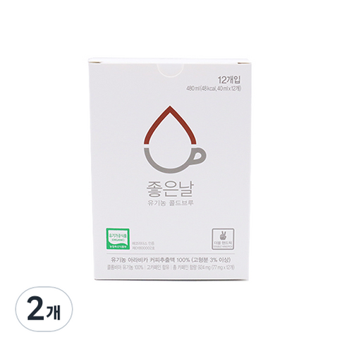 좋은날 콜드브루 파우치 480ml, 40ml, 12개입, 2개