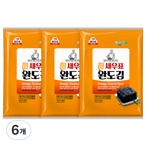 새우표 완도 오리지널 전장김, 25g, 6개