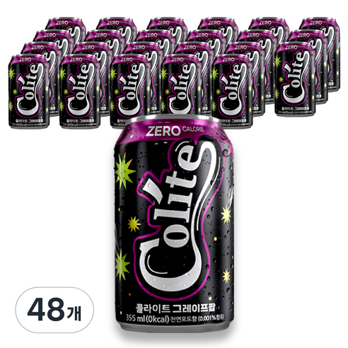 콜라이트 제로 그레이프팝, 355ml, 48개