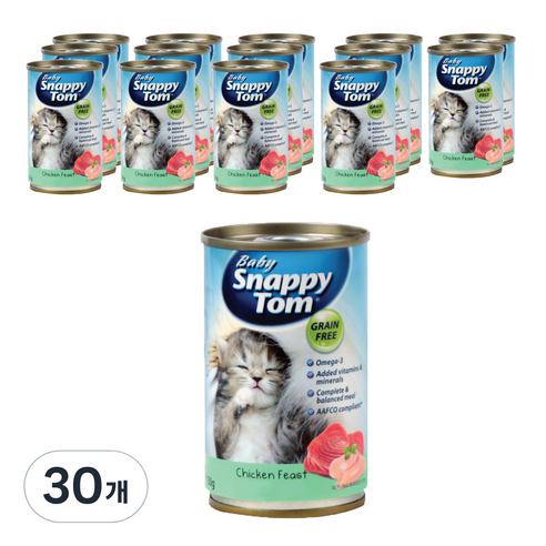 스내피톰 생후 3개월 이후 고양이 베이비 피스트 파테 주식캔 15p, 치킨, 150g, 30개