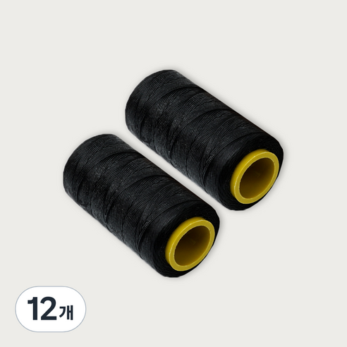 가죽공예 왁스실 초사용 1mm x 220m, 블랙, 12개