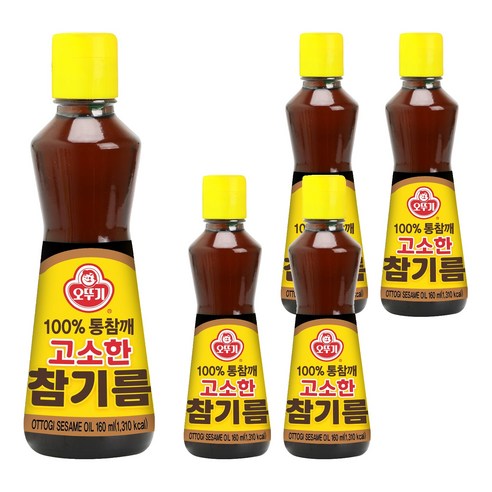오뚜기 고소한 참기름 병, 160ml, 5개