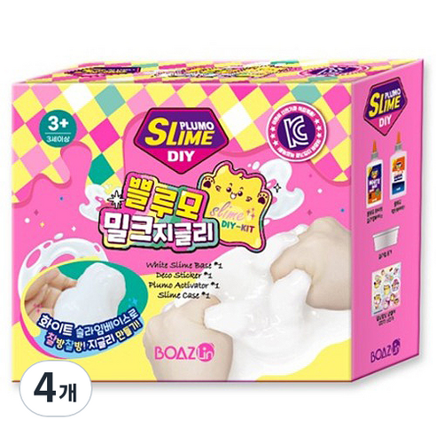 보아스린 쁠루모 DIY 밀크 지글리 슬라임 400g, 4개, 혼합색상