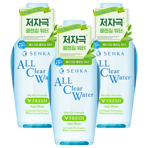 센카 올 클리어 워터 미셀라 포뮬러 프레시 N, 230ml, 3개 - 오일/워터 | 쿠팡