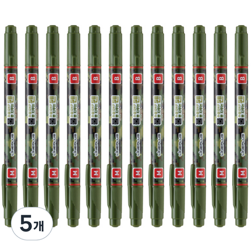 라인플러스 OHP펜 1mm 물펜MF 3.0mm 12p, 적색, 5개