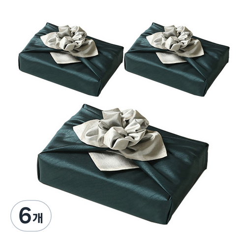통샵 실크 겹 보자기 110 x 110 cm, 청록 + 아이보리(107), 6개