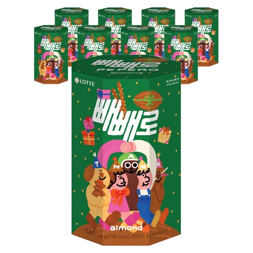 빼빼로 아몬드 일러스트, 132g, 9개