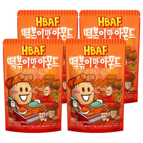 바프 떡볶이맛 아몬드, 190g, 4개