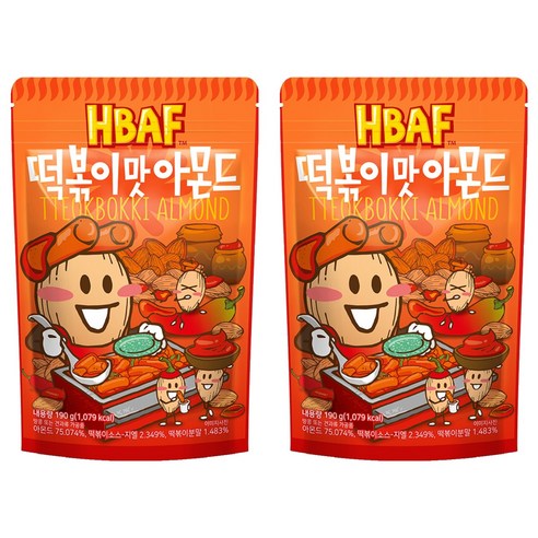 바프 떡볶이맛 아몬드, 190g, 2개