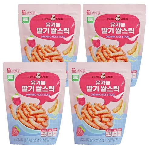 맛있는풍경 유기농 쌀스틱, 딸기, 30g, 4개