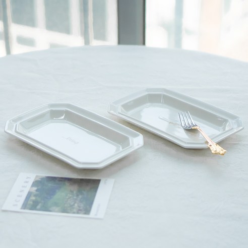 시라쿠스 프리즈 직팔각접시 23cm, 화이트, 2개, 접시 2p