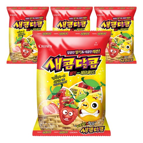 크라운 새콤달콤 딸기레모네이드 츄잉캔디, 200g, 4개