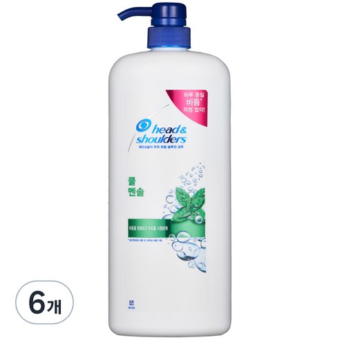 헤드앤숄더 쿨 멘솔 샴푸 대용량, 1200ml, 6개