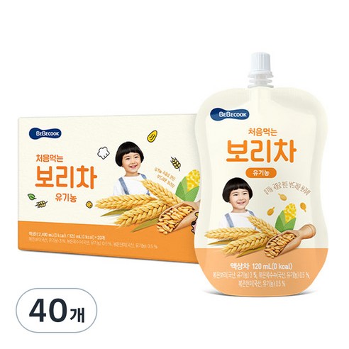 베베쿡 처음먹는 유기농 보리차, 120ml, 40개