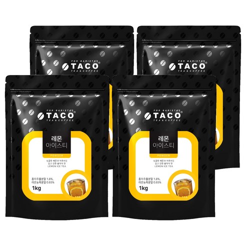 타코 레몬 아이스티 파우치, 1kg, 1개입, 4개